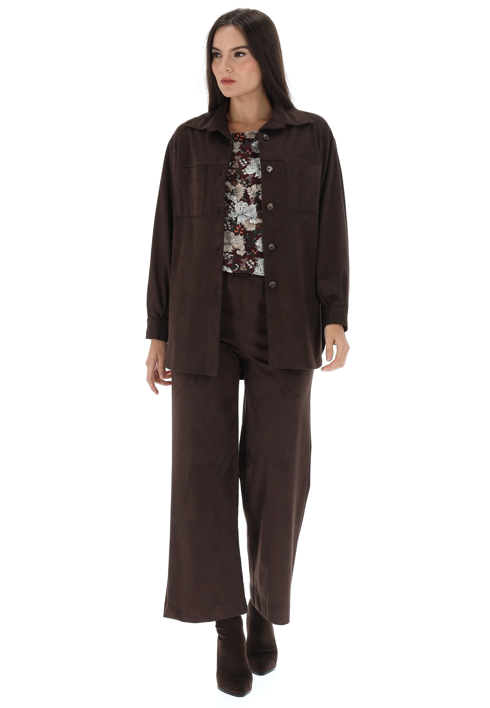 Giacca taglio camicia effetto daino con taschino Main&Land